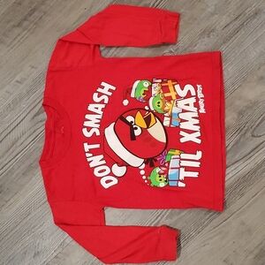 Angry Birds Don't Smash 'Til Christmas  Long Sleeve T-Shirt Size 6/7